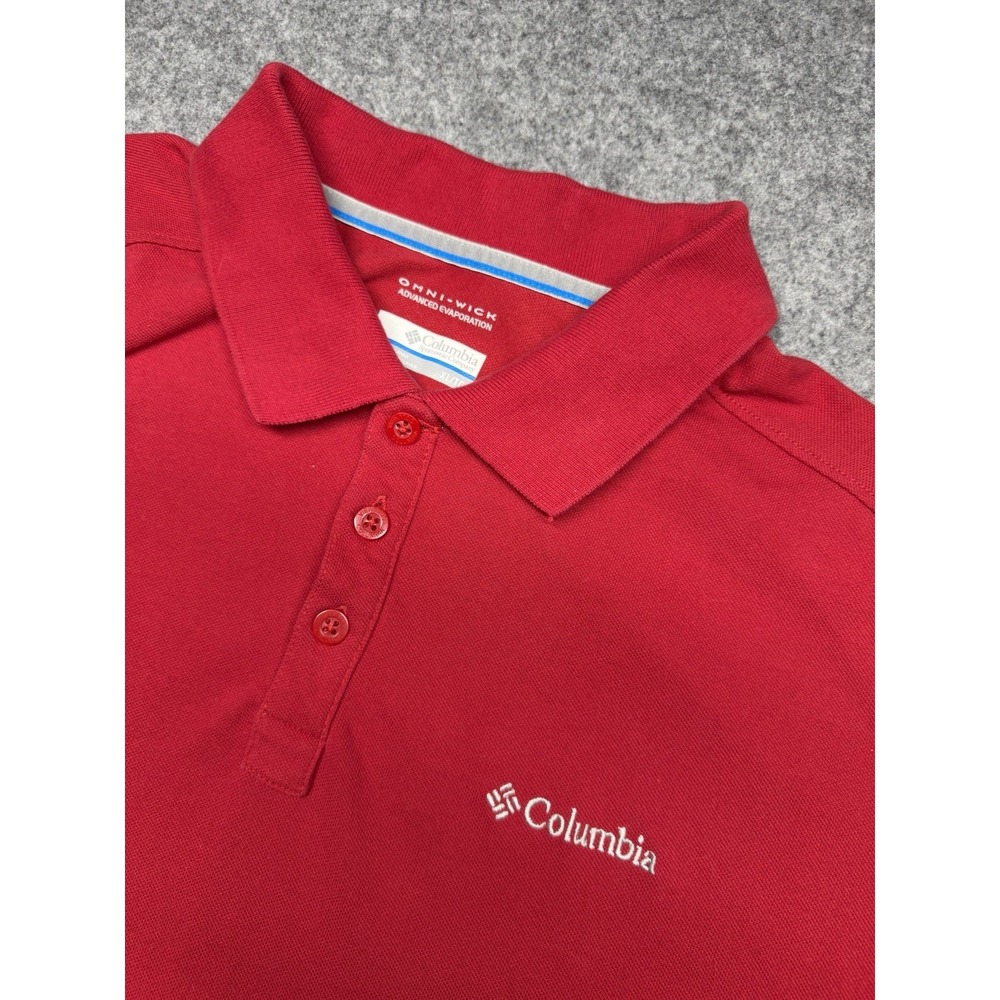 Columbia Polo Shirt Men's XL Omni-Wick Red Performance Short Sleeve Golf